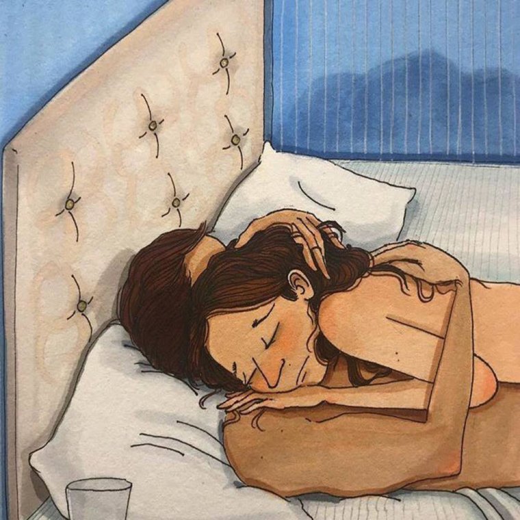 Объятия в кровати