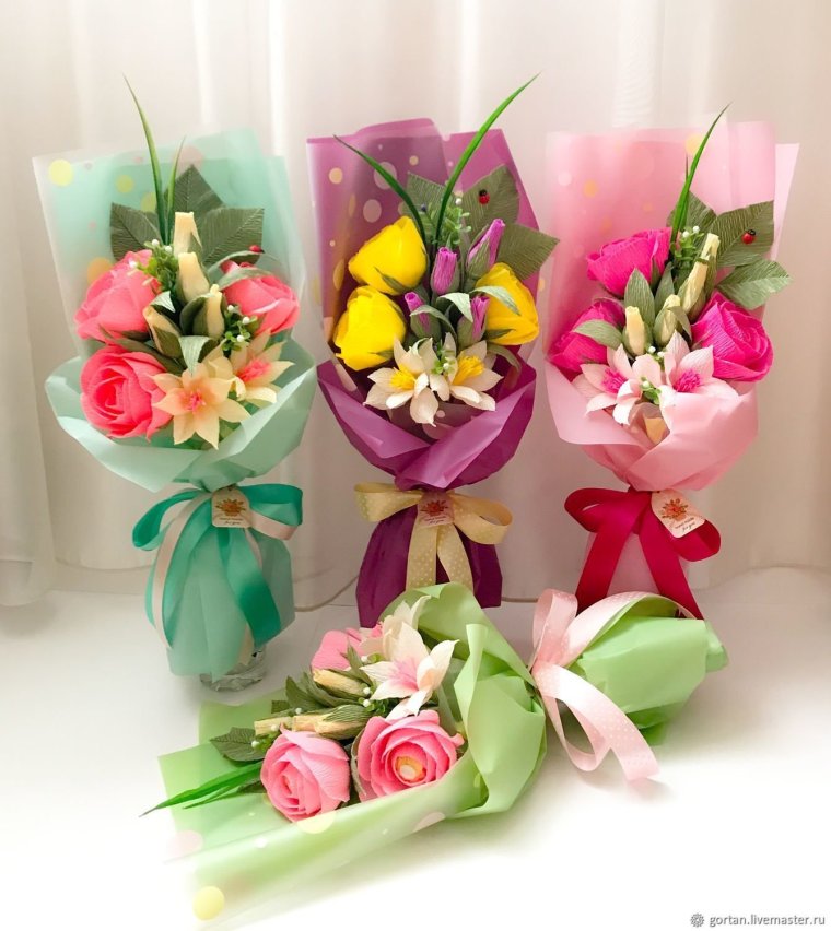 Мини букеты из конфет