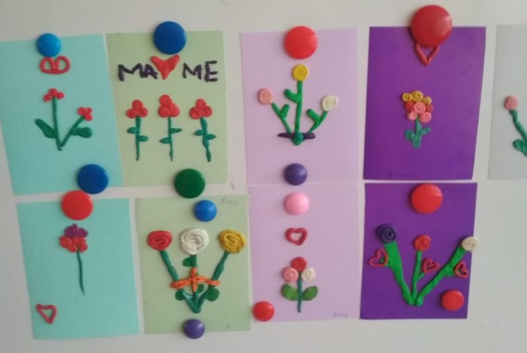 Открытка на 8 марта своими руками из пластилина