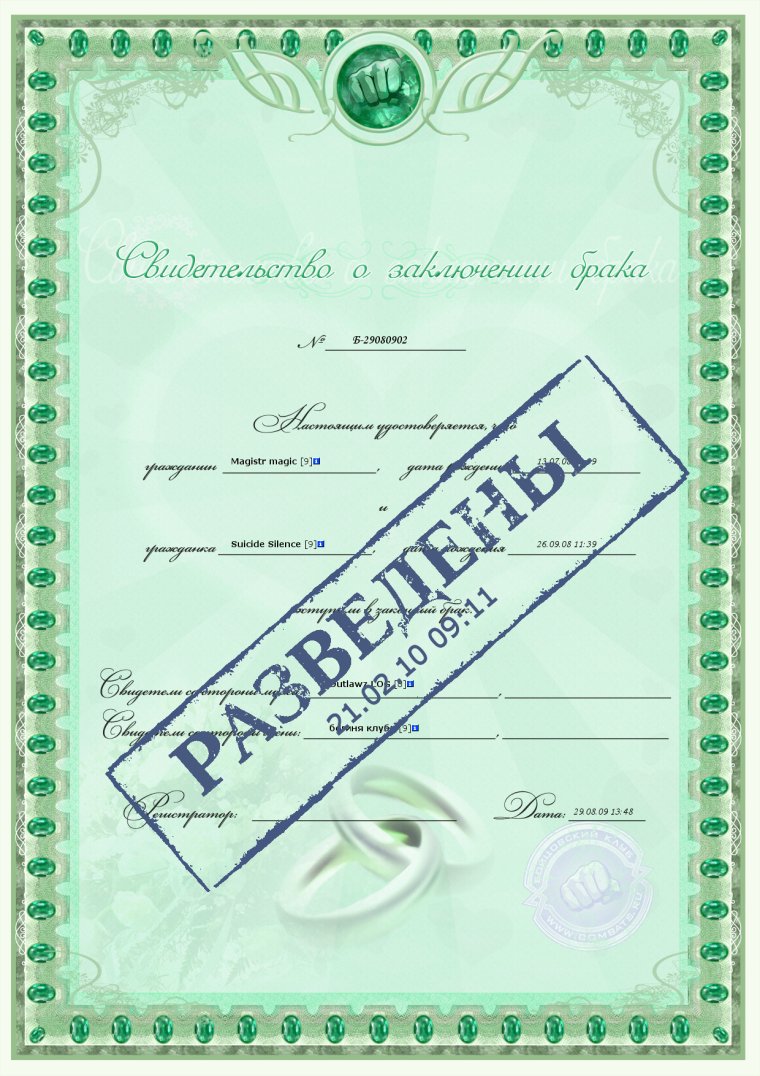 Документы на развод