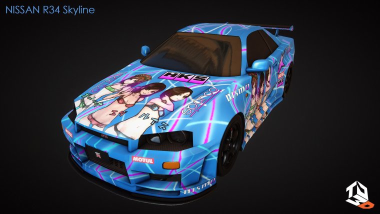 Nissan Skyline r34 anime Drift