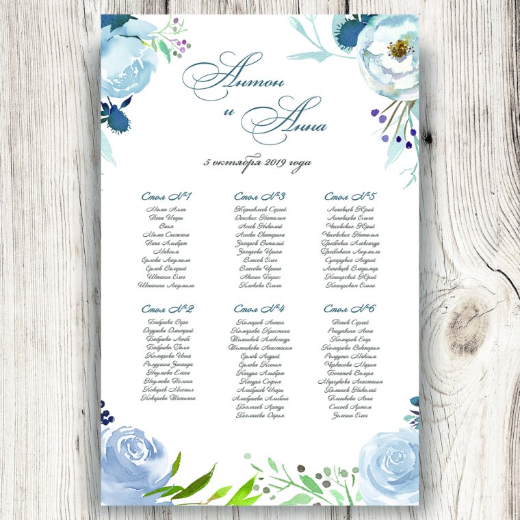 Список рассадки гостей на свадьбе