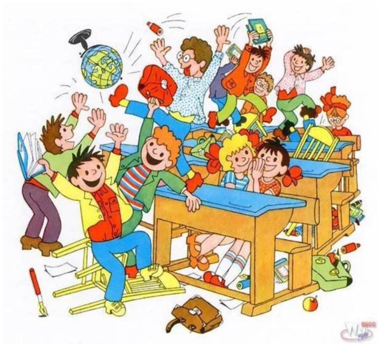 Смешной школьник за партой