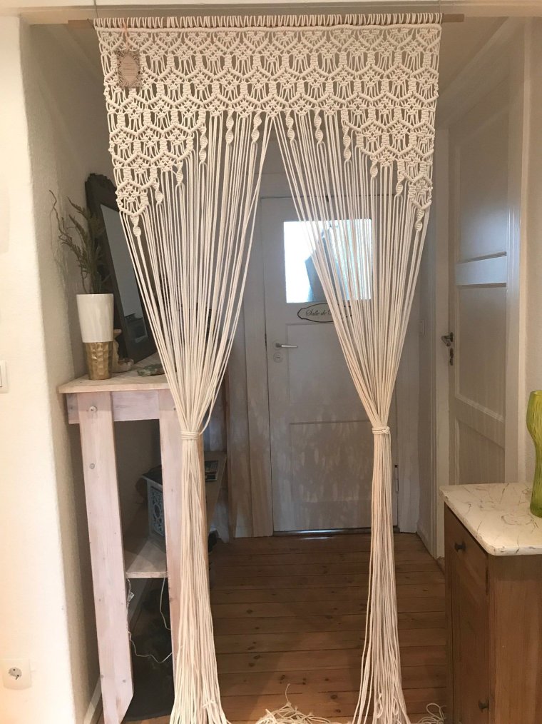 Сочетание макраме и шторы