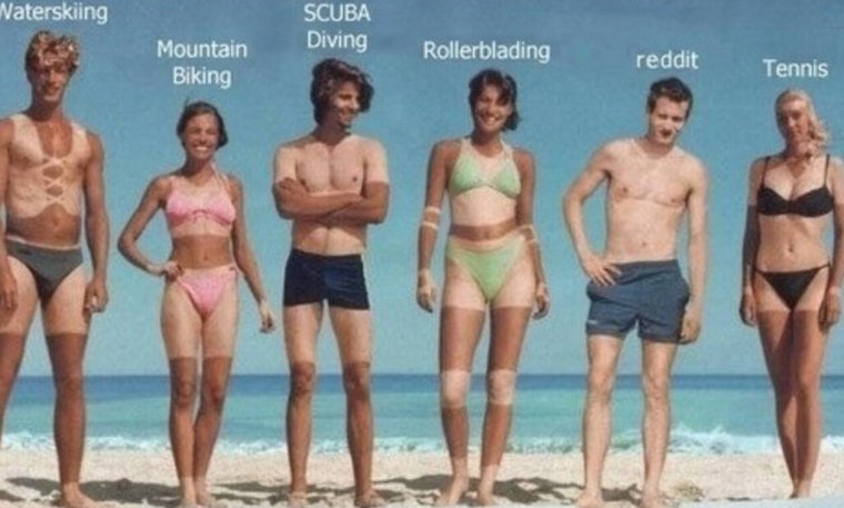 Загар по видам спорта