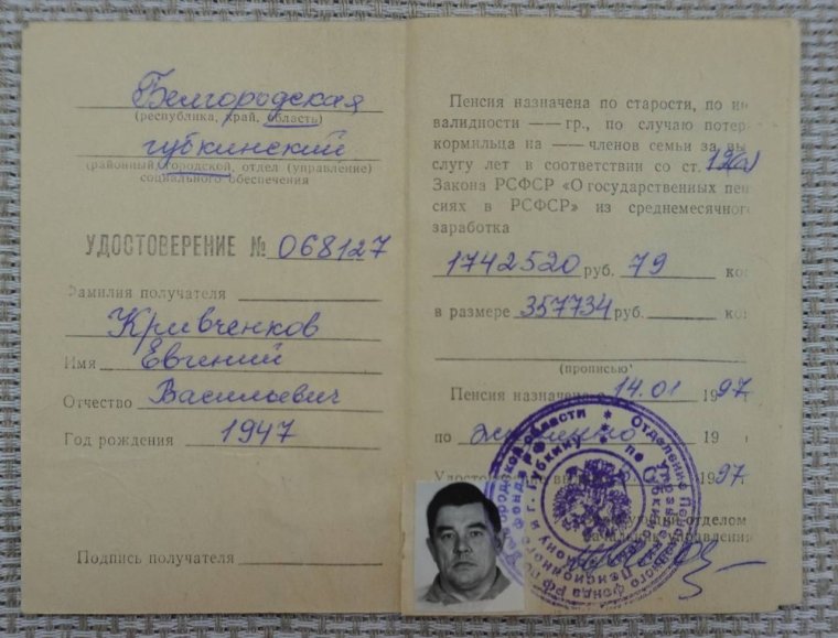 Удостоверение по инвалидности