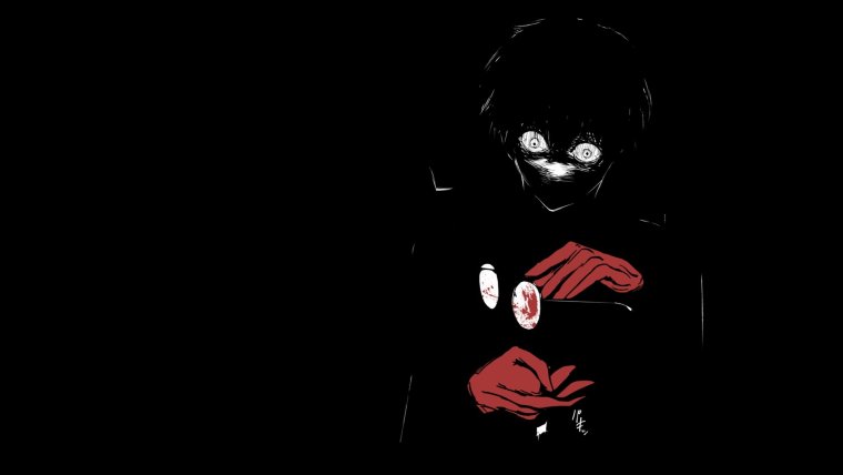 Канеки на черном фоне