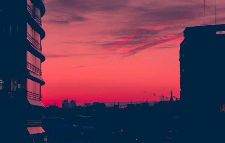 Ночной город с крыши