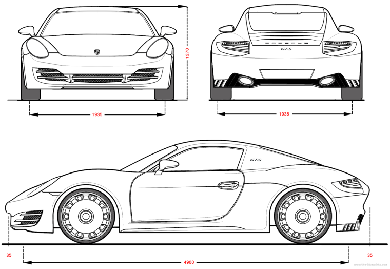 Porsche 911 Carrera 2022 чертеж