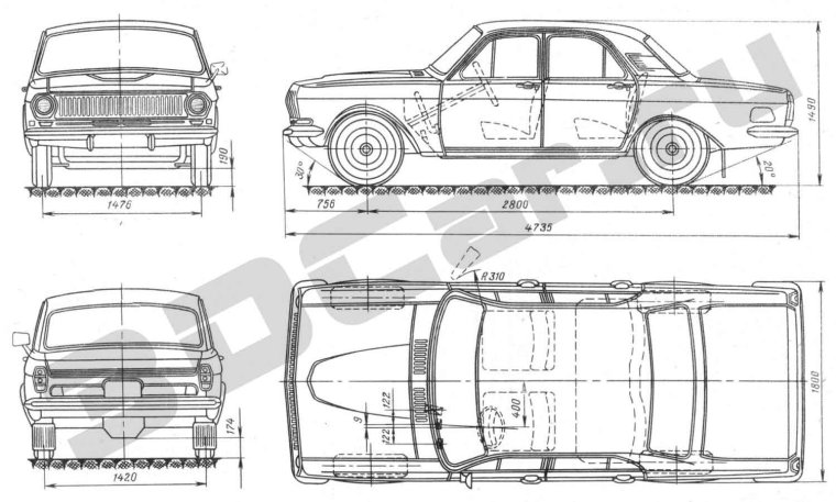 ГАЗ 24 Волга чертеж