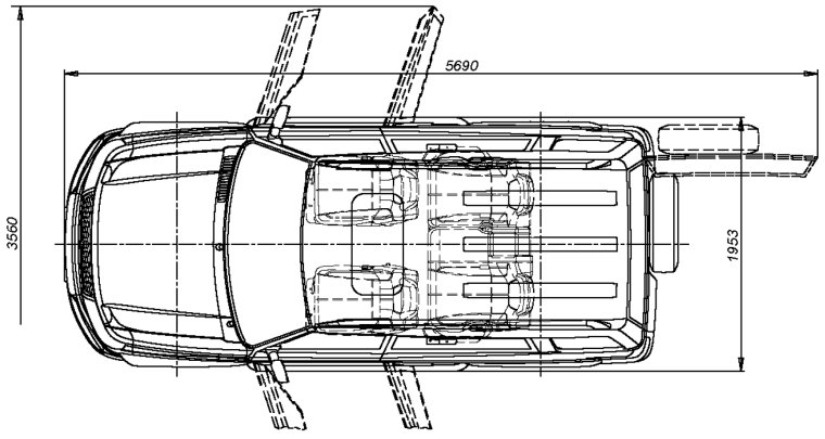 Габариты Тойота ленд Крузер 200 с открытыми дверями