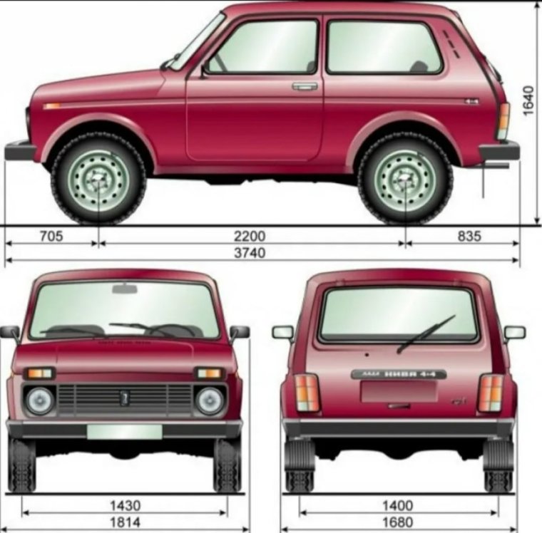 Габариты ВАЗ 21213 Нива