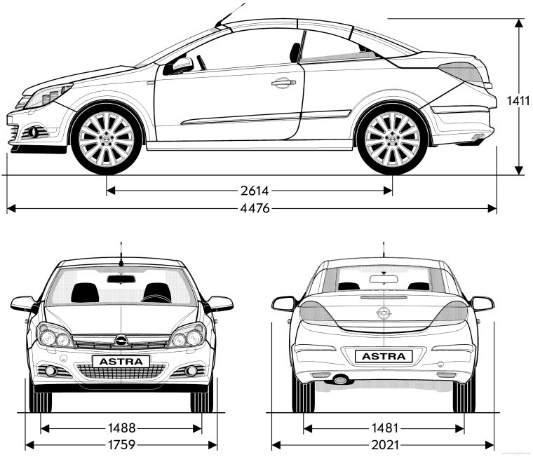 Габариты Опель Астра 2012 седан
