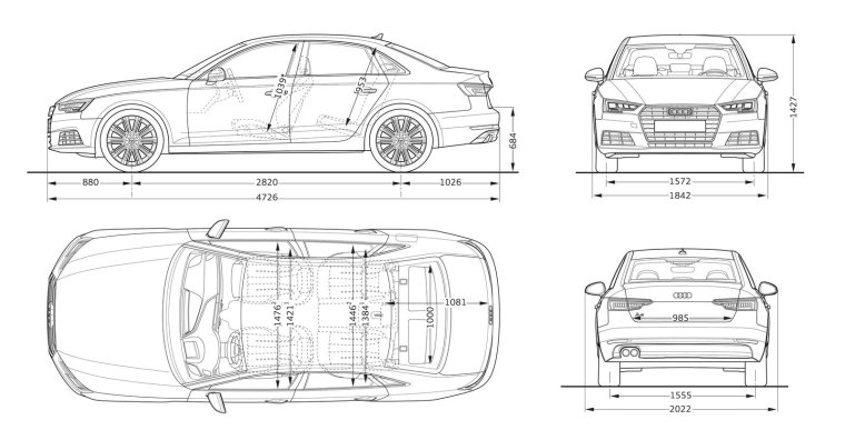 Габариты Ауди а4 седан