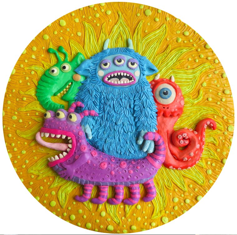 Разноцветные монстрики из пластилина