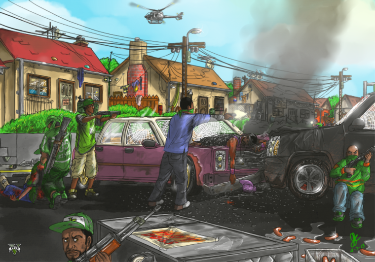 Банда Гроув стрит арт в ГТА 5