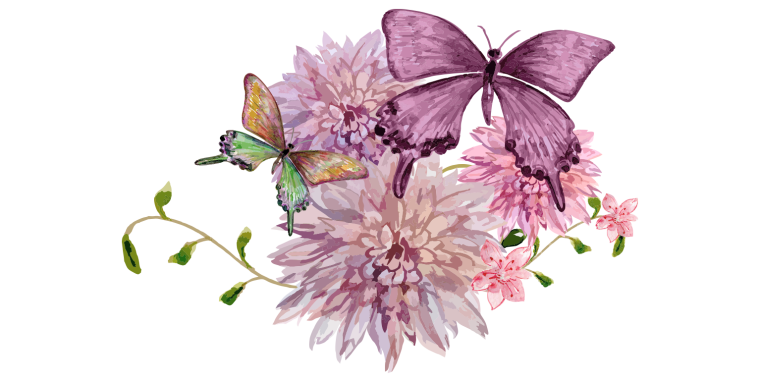 Бабочки цветочки на прозрачном фоне