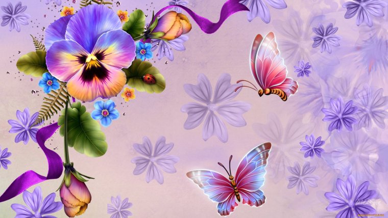 Фон бабочки цветочки
