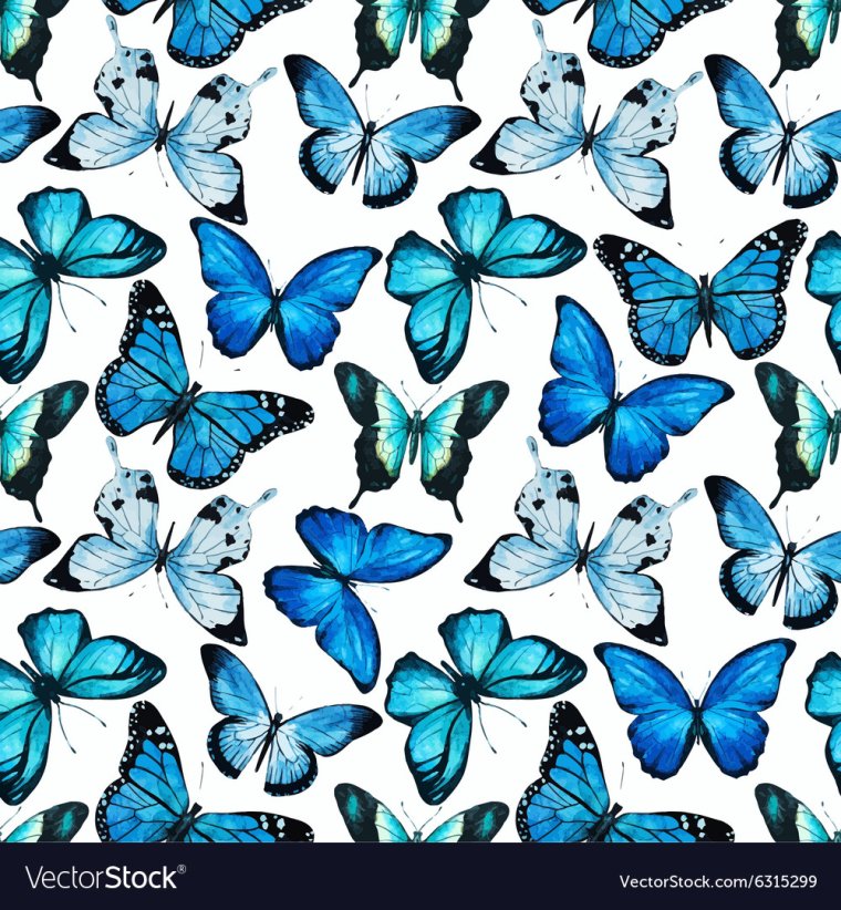 Синие бабочки для печати