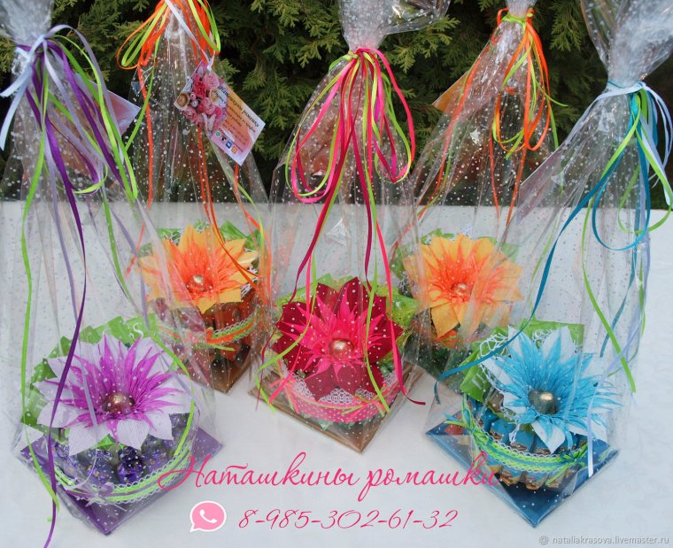 Букет с чайными пакетиками и конфетами