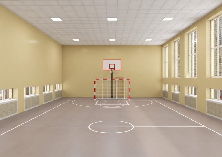 Интерьер спортзала в школе