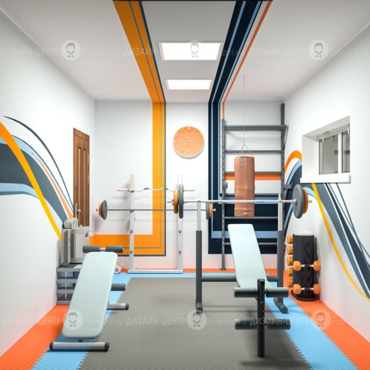 Серо оранжевый спортивный зал
