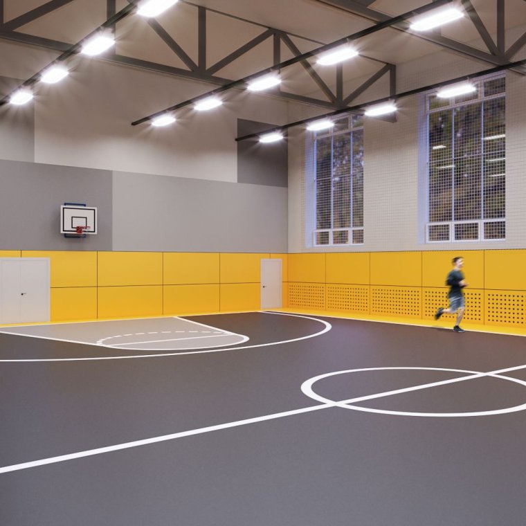 Интерьер школьного спортзала