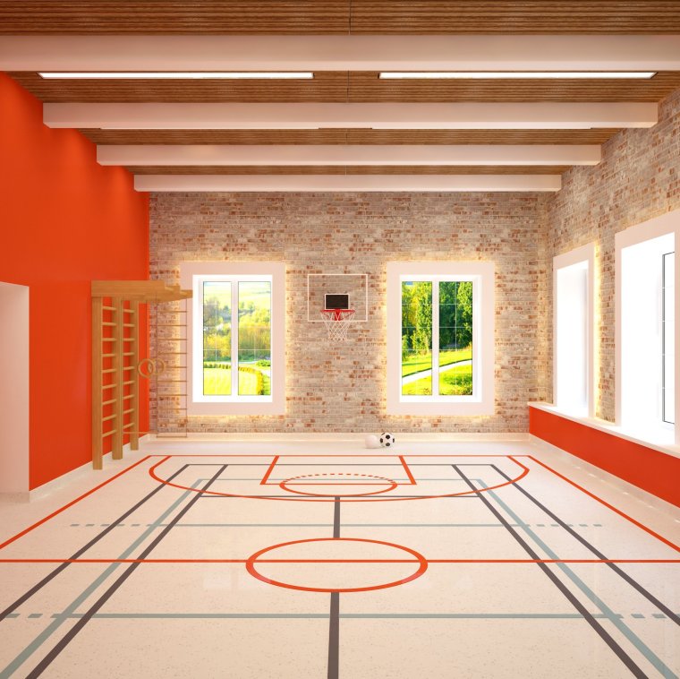 Интерьер спортивного зала в детском саду