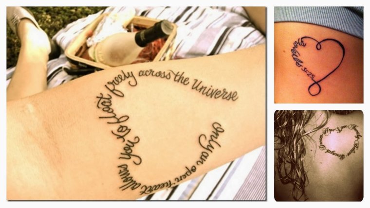 Тату сердце с надписью