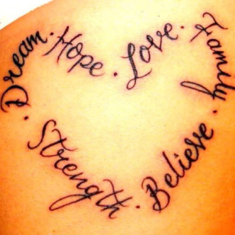 Татуировка believe, hope and Love