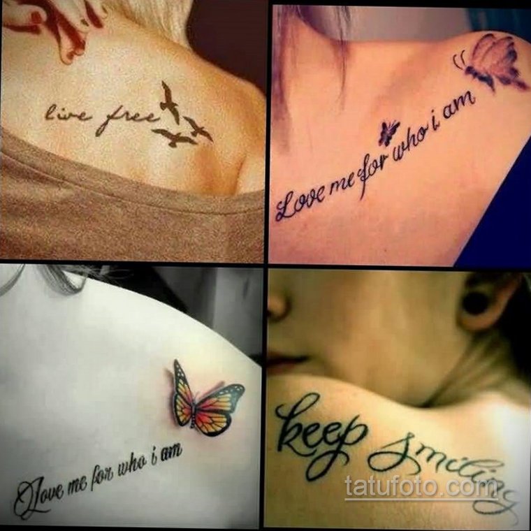 Рождена быть счастливой тату на ключице