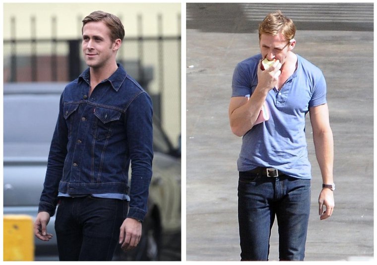 Райан Гослинг в синей рубашке