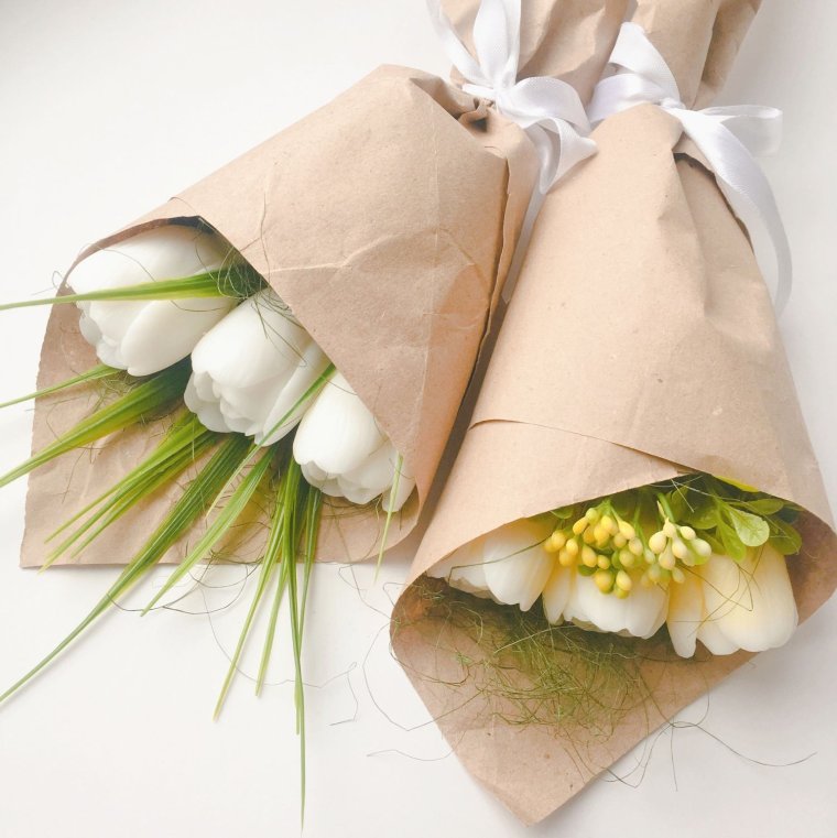 Упаковка букета в крафт