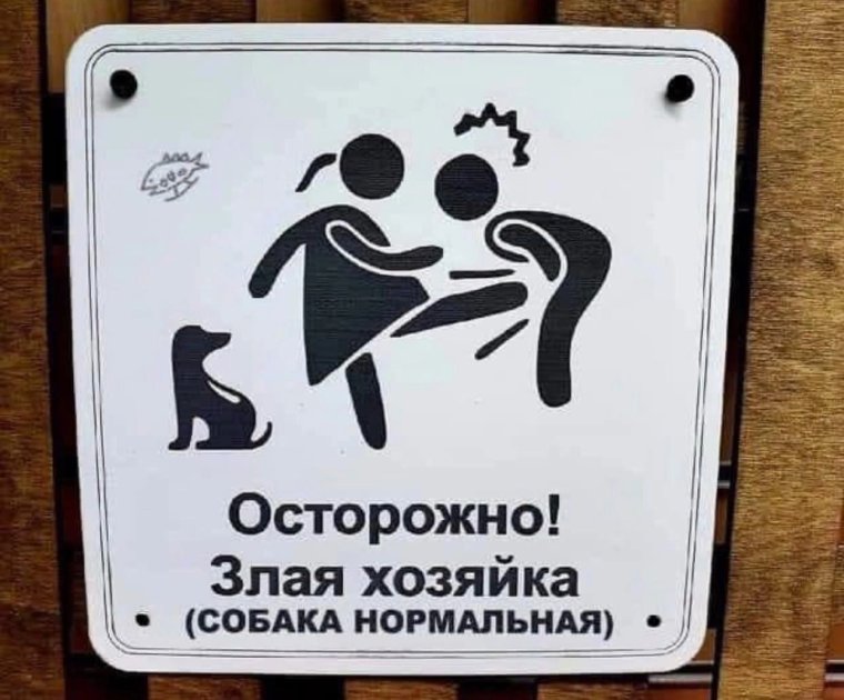 Осторожно злая хозяйка собака нормальная