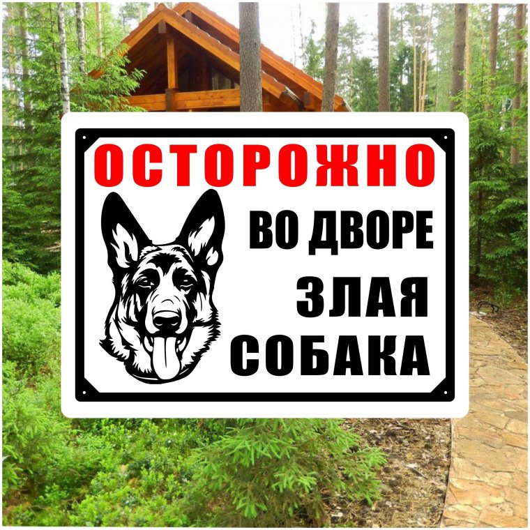 Табличка "злая собака"