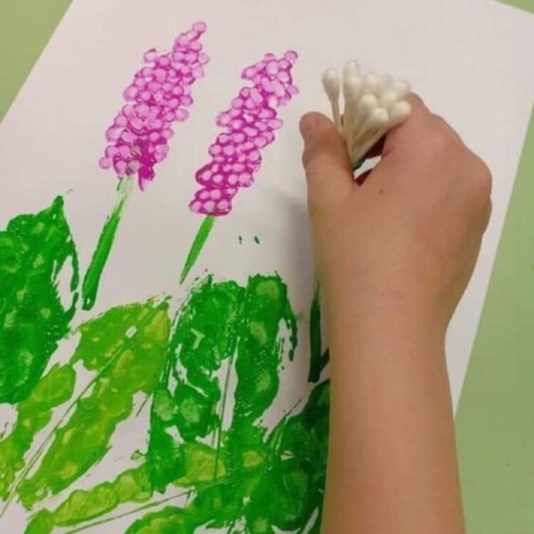 Рисование ватными палочками в младшей группе