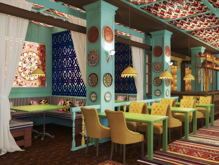 Восточный интерьер кафе