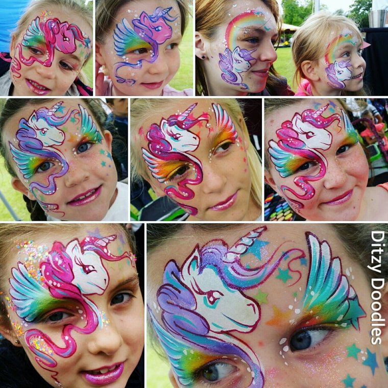 Аквагрим пони на лице