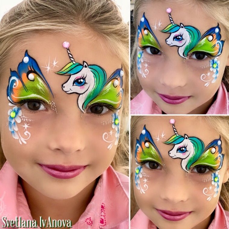 Аквагрим Радуга на лице