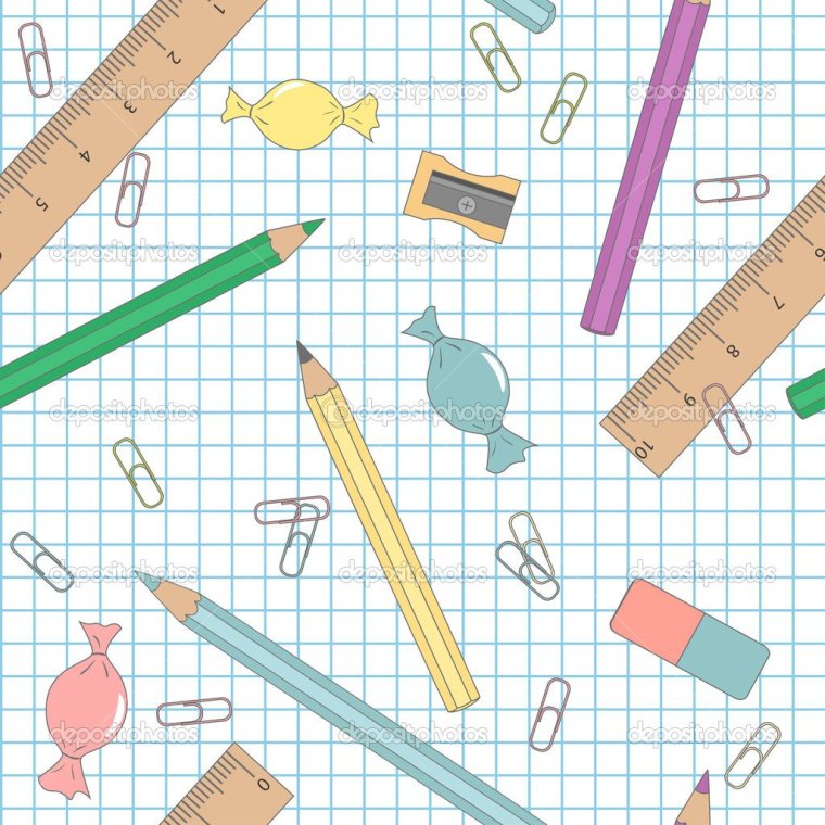 Школьный фон в клеточку с рисунками