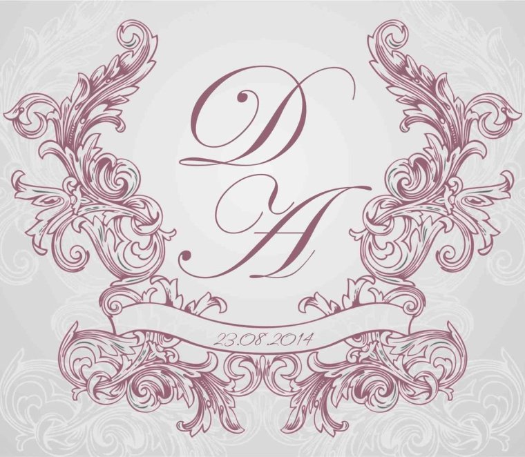Буквы вензелями на свадьбу