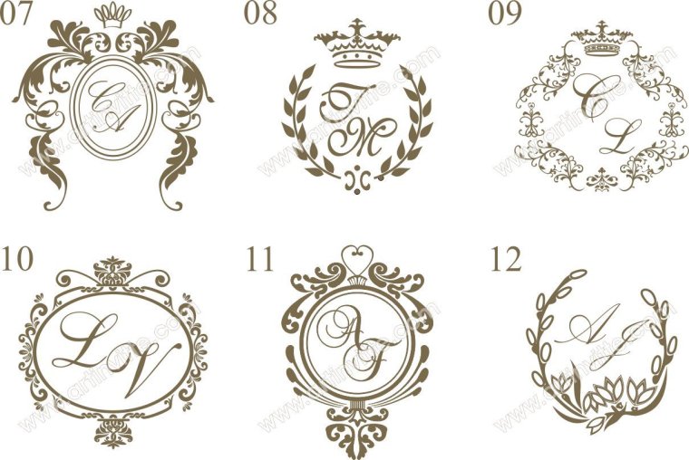 Монограммы на свадьбу эскизы