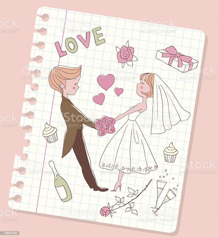 Открытка на годовщину свадьбы нарисовать