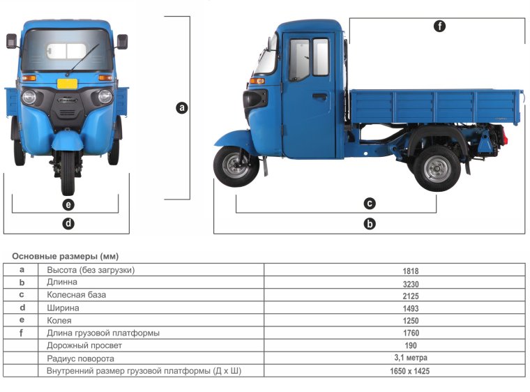 Трицикл Шмель грузовой Размеры габариты