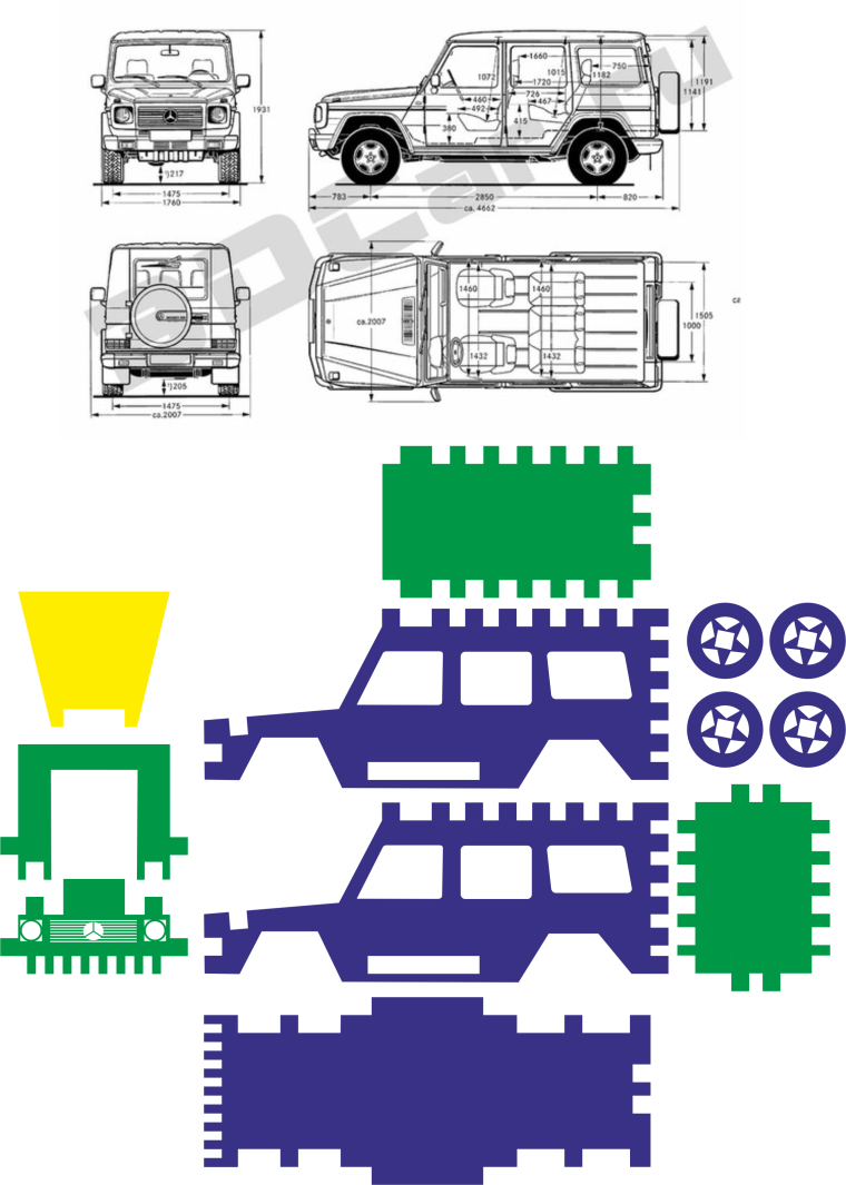 Игрушка Мерседес Гелик чертёж