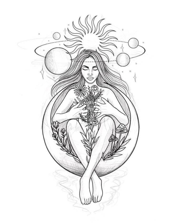 Богиня Фортуна с рогом изобилия рисунок