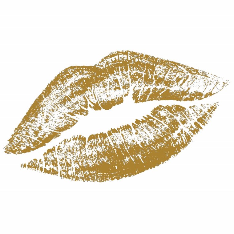 Отпечаток губ золото