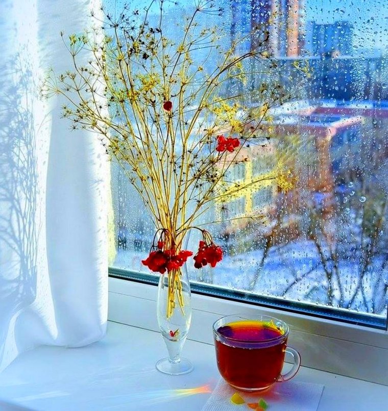 Морозное утро за окном