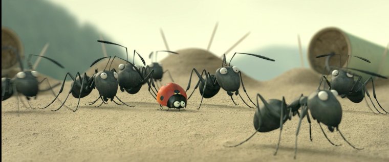 Много мультяшных муравьев
