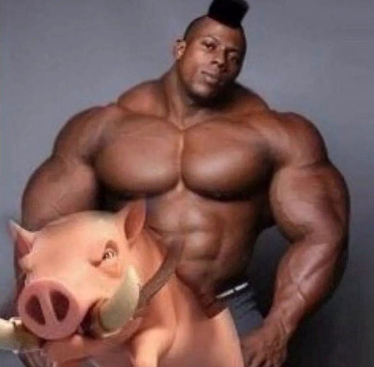 Толстый качок с большим